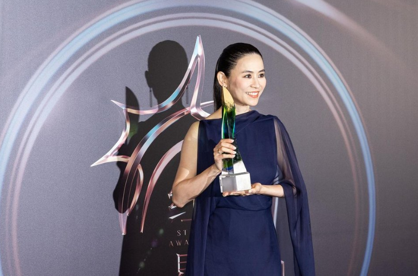 Hong Kong actress Jessica Hsuan with her award.