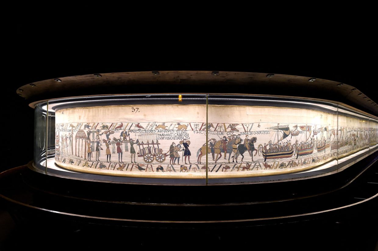 The Bayeux Tapestry is displayed in this undated handout photo taken at the Bayeux Museum in Bayeux, Normandy, France. Photo: Reuters 