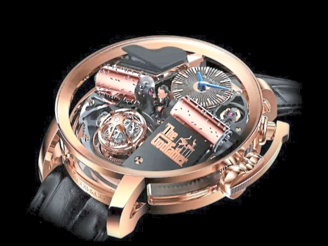 The Opera Godfather is Jacob & Co’s tribute to the movie “The Godfather”. It plays the film’s main theme by Nino Rota.