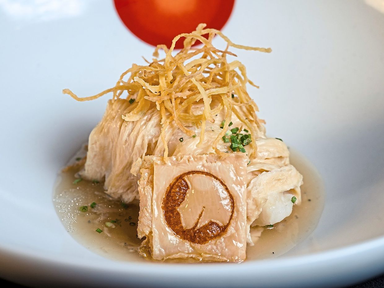 Steamed Chilean Seabass Tatami Iwashi Sauce is inspired by a dish crafted by the restaurant’s founder chef Matsuhisa.