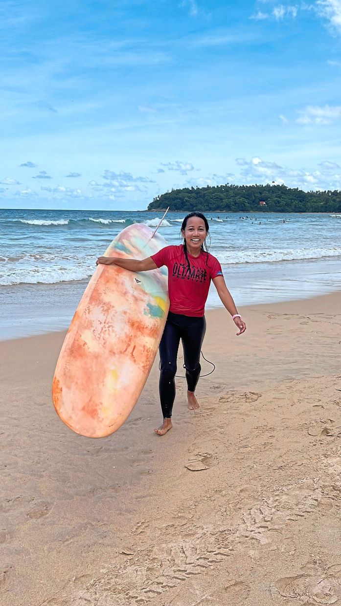 Emalina said Malaysia’s tropical weather makes it an ideal spot for surfing. — EMALINA AIMI EDRIS