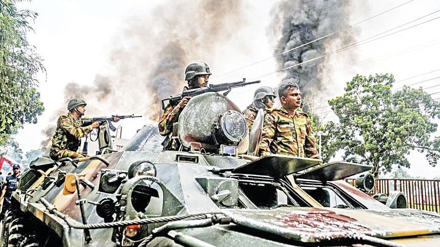 Army personnel patrolled the area in armoured vehicles. - Photo: AFP