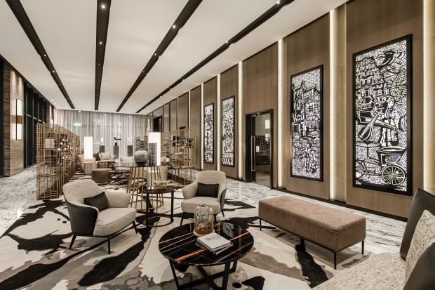 Step into sophistication at the hotel’s tastefully curated lounge—an inviting space that blends contemporary design with quiet luxury for guests to relax, meet or work.