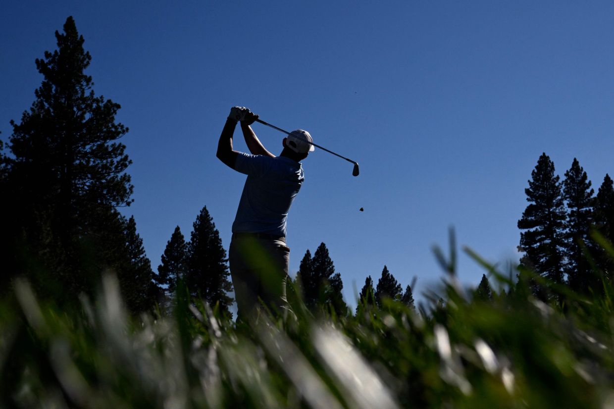 TRUCKEE, CALIFORNIA - JULY 18: Rico Hoey of the Philippines plays his shot from the sixth tee during the second day of the Barracuda Championship 2025 at Tahoe Mountain Club on July 18, 2025, in Truckee, California. -- Photo:Eakin Howard/Getty Images/AFP 