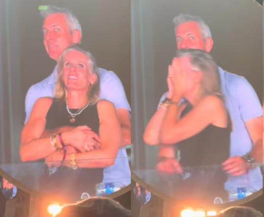 Andy Byron and Kristin Cabot at Coldplay's concert on July 16 in Massachusetts. Photos: TikTok screengrab