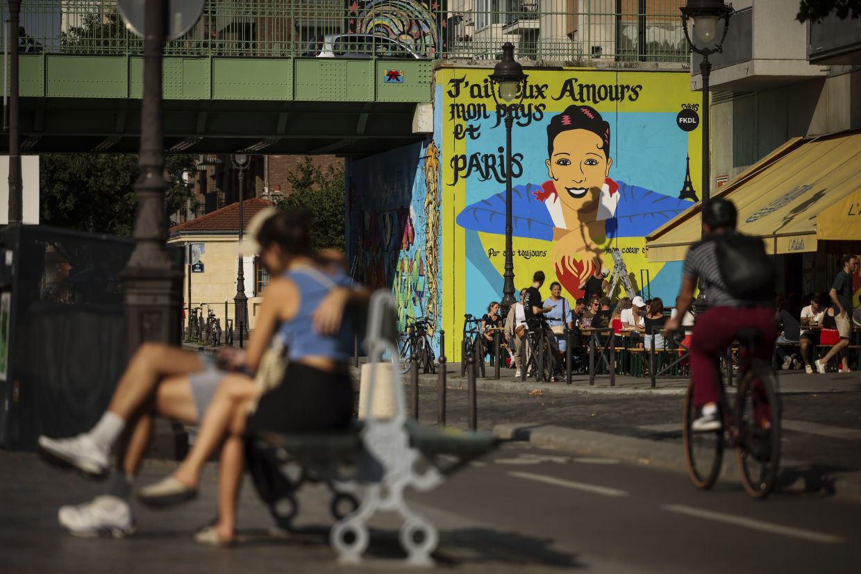 The mural of Baker, symbolising freedom and resistance, is one of several painted recently in the neighbourhood by the Paris Colors Ourq association. Photo: AP 