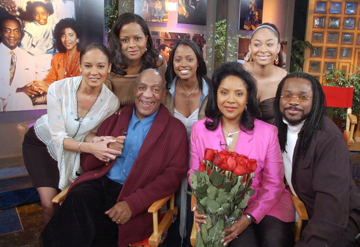 Members of Bill Cosby's television family, the Huxtables (from left) Sabrina Le Beauf, Tempest Bledsoe, Cosby, Keshia Knight Pulliam, Phylicia Rashad, Raven Symone and Malcolm-Jamal Warner, gather in NBC's Today show studio for an interview with co-host Katie Couric, Thursday, May 2, 2002, in New York. Photo: AP