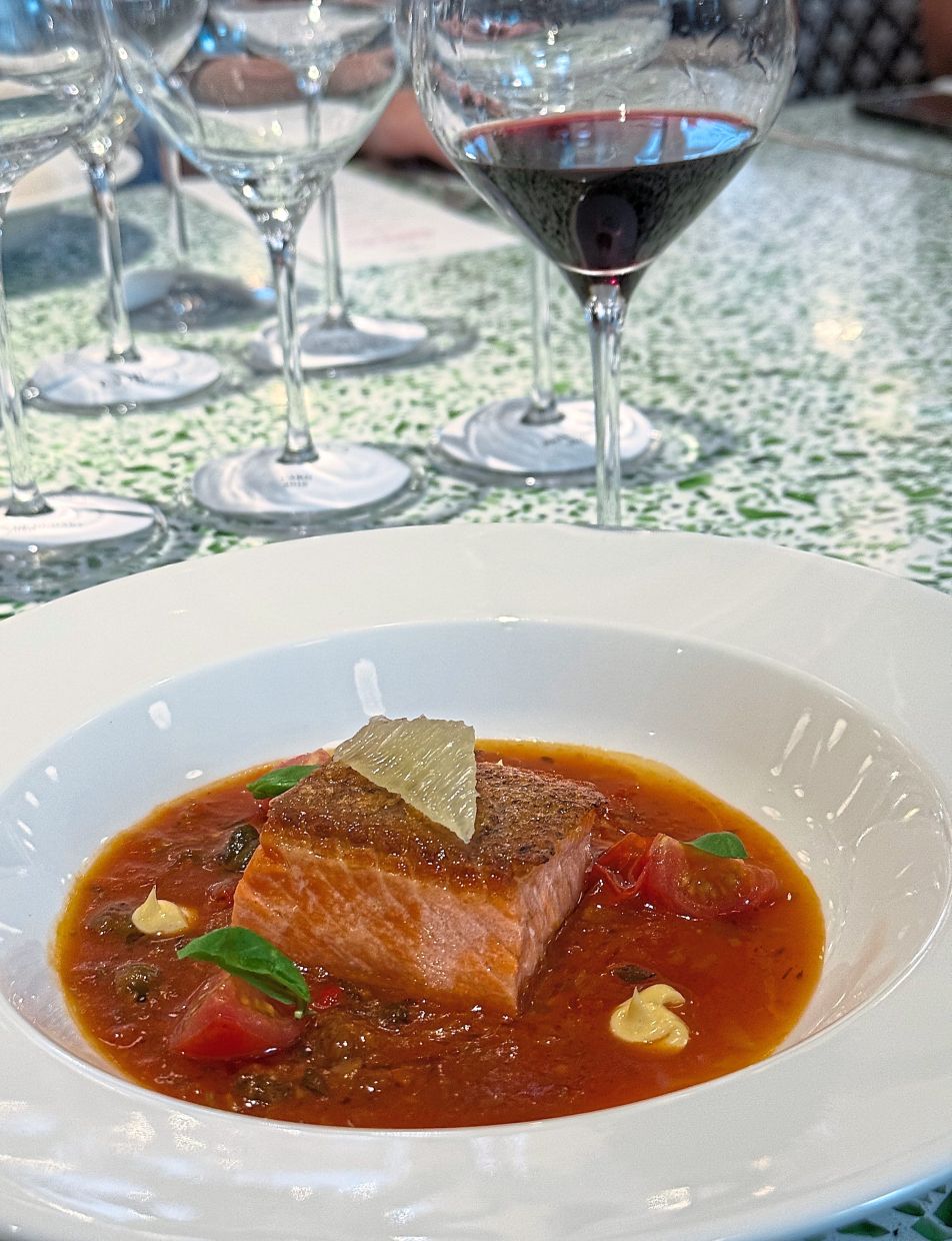 At Culina, Camilleri daringly paired the Ocean Trout Acqua Pazza with the excellent Los Vascos Le Dix 2018 from Colchagua Valley, Chile.