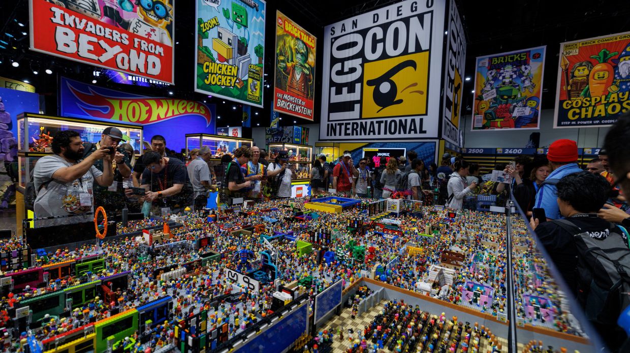 A Lego replica of the Comic-Con convention floor is displayed on the convention floor during the opening day of Comic-Con International in San Diego, California. Photo: Reuters