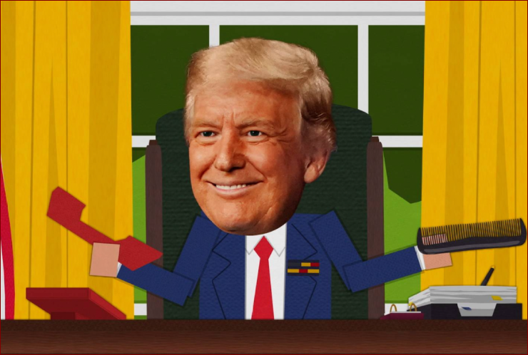 In the episode, Trump sues the town of South Park when its residents challenge the presence of Jesus Christ - the actual person - in its elementary school. Photo: Comedy Central