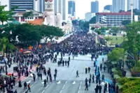 Protesters gather at Dataran Merdeka despite rain