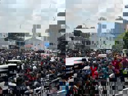 Traffic near Sogo at standstill as protesters spill onto the road