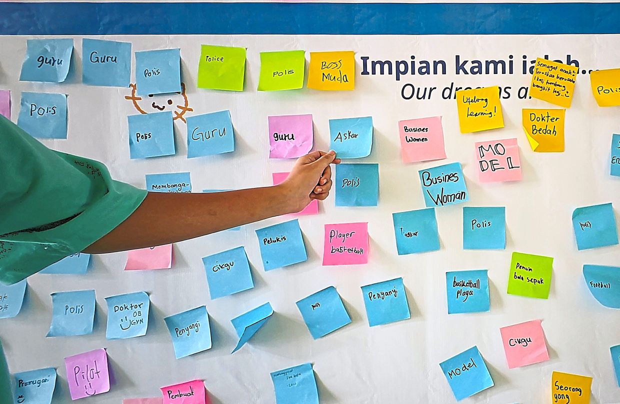 Zahra, 13, wrote ‘askar’ (soldier) when asked for her dream job.