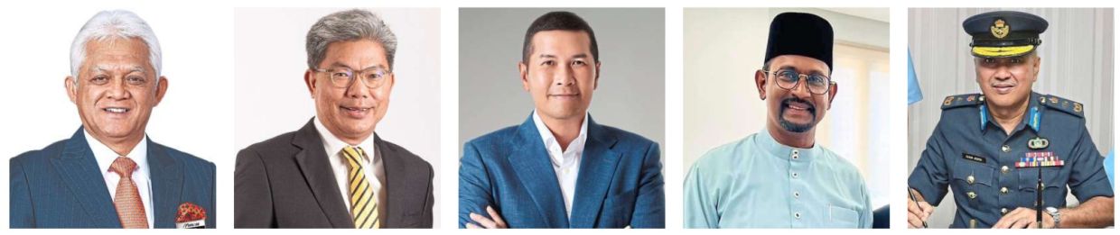 On honours list: (From left) Mohd Mustafa, Khairussaleh, Liang, Dr Mohd Farid and Brig-Jen Row.