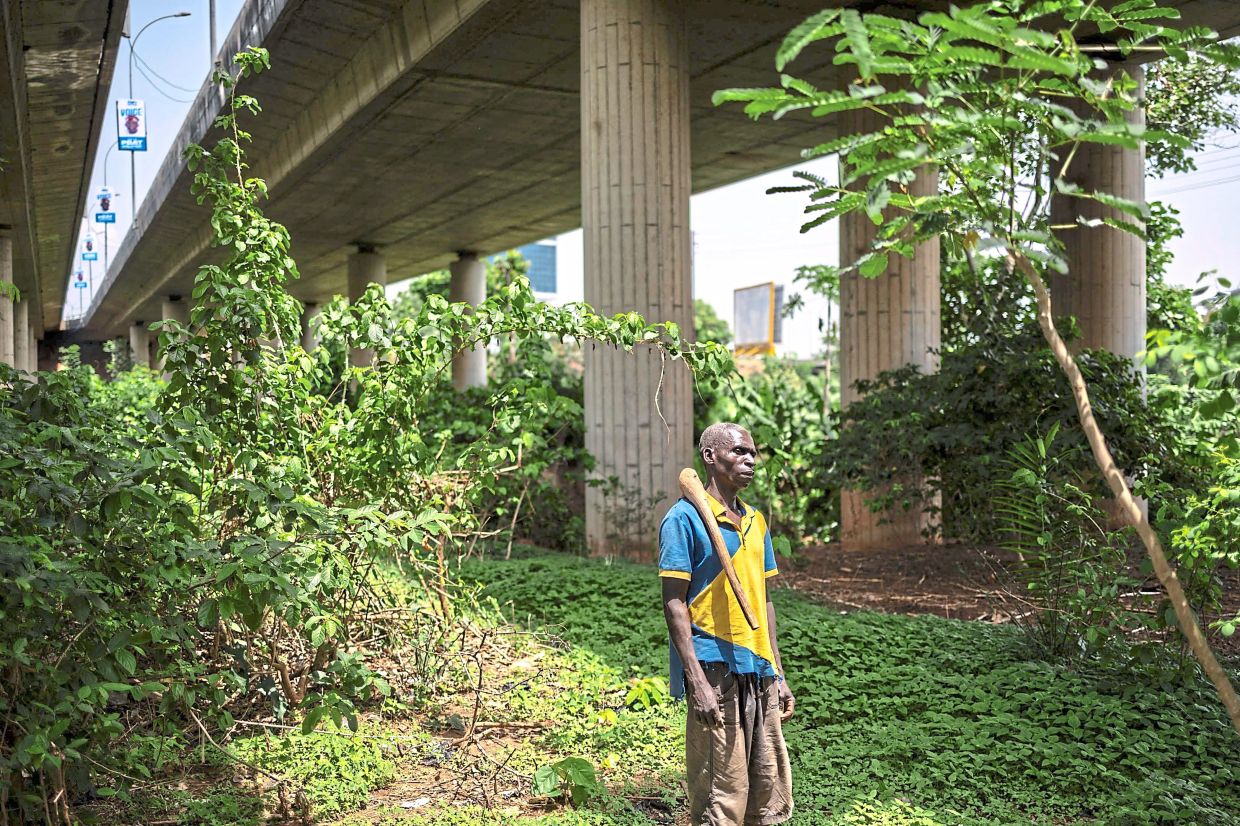 Souleymane Mari, 40, is one of the farmers in the urban farm, which is increasingly under threat.