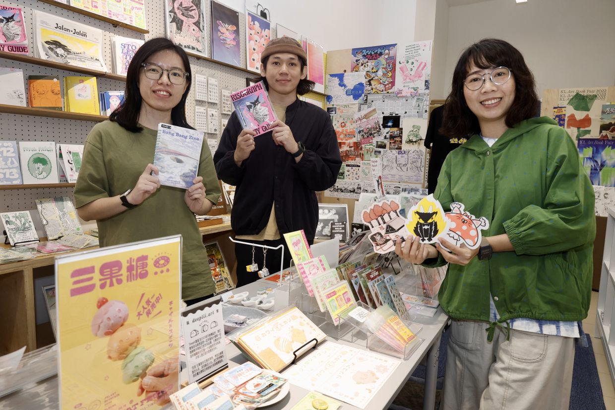 Bang Bang Zine co-founders (from left) Teh Chya Chyi, Wong Mun Yeong and Leong Shin Mun (Shermene) will share their zines and discuss their journey from pop-ups to a permanent shop. Photo: Faihan Ghani/The Star