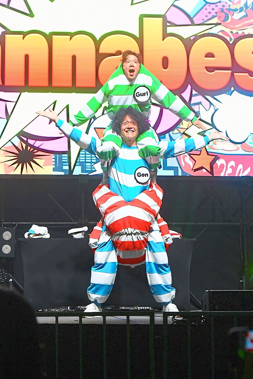 Comedy trio Wannabees delighting the audience with their antics.