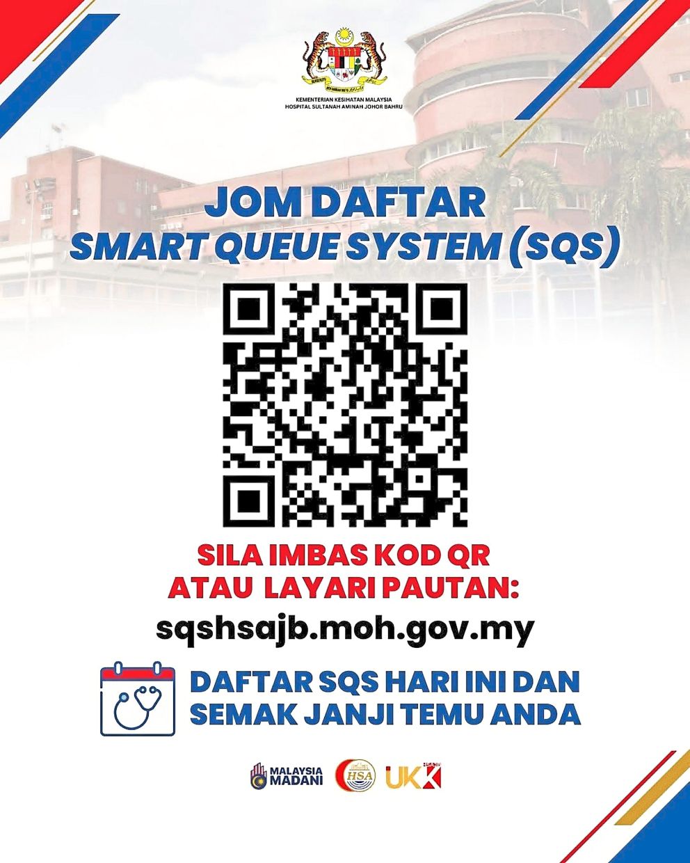 The Smart Queue System QR code as seen on Hospital Sultanah Aminah’s Facebook page.