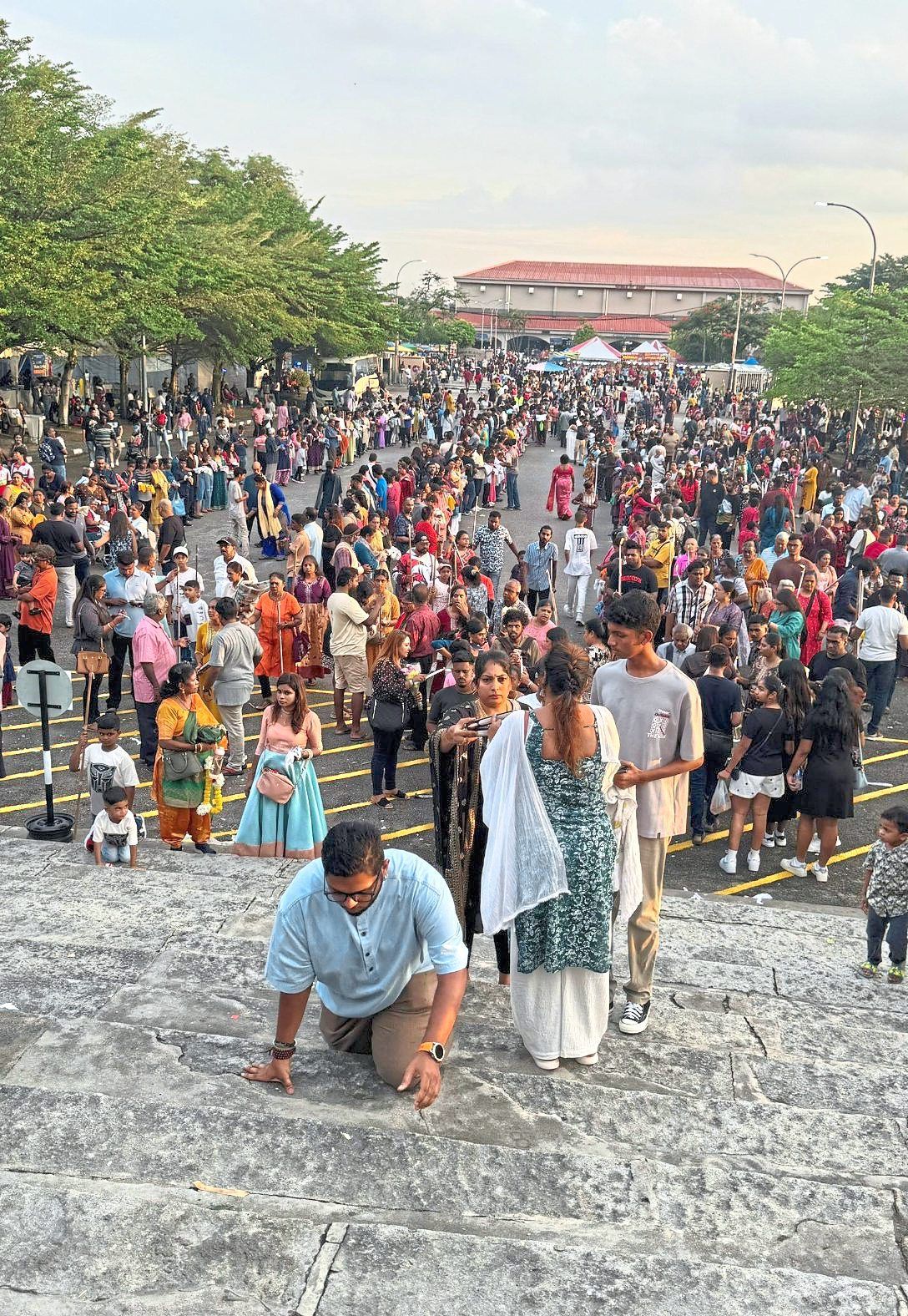 A pilgrim expressing his religious fervour during the event.