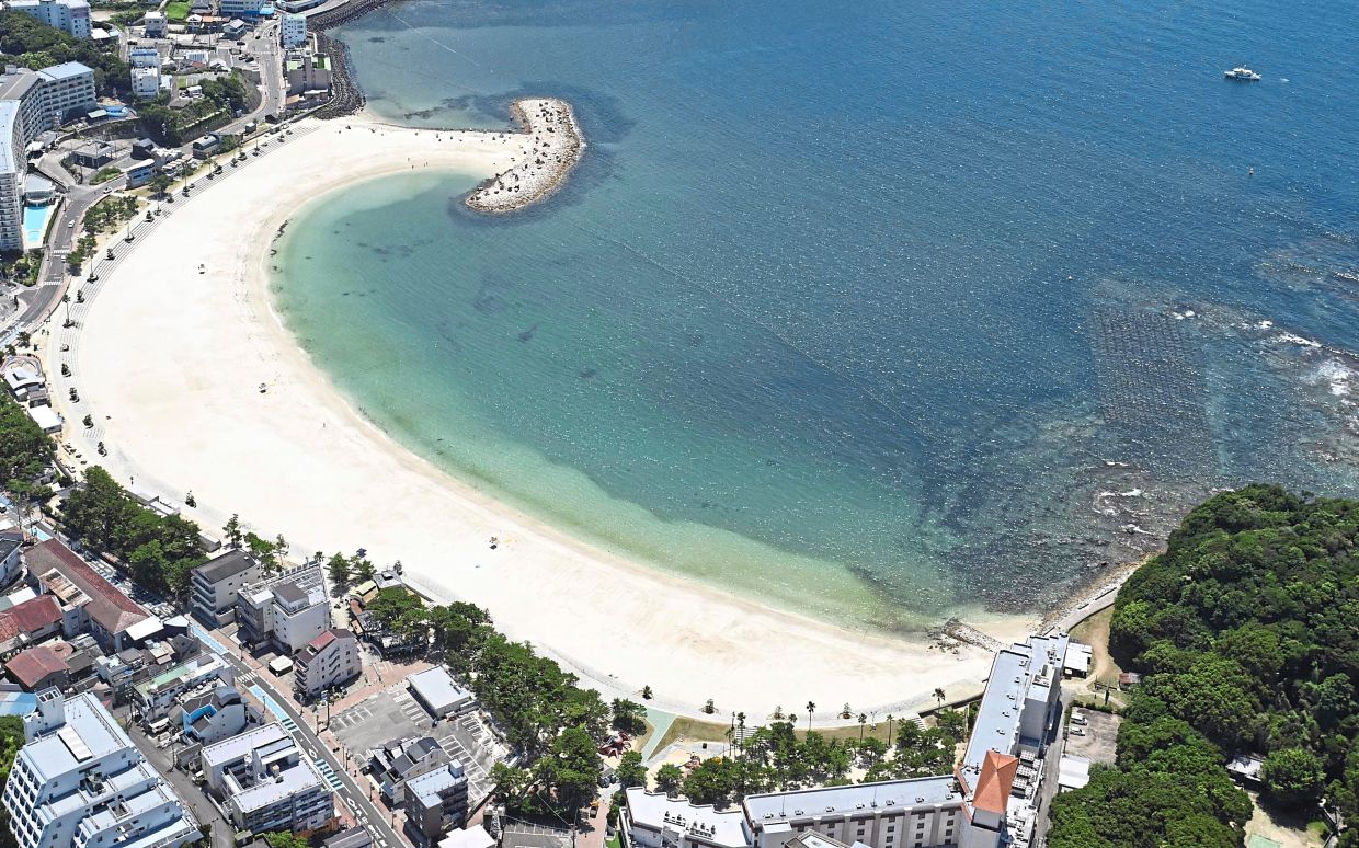 An empty beach in Shirahama, Wakayama prefecture, western Japan after beachgoers evacuated as the earthquake in Russia’s Far East prompted tsunami alerts in parts of Japan. — AP