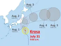 Typhoon Krosa expected to near Hachijojima Island, Japan, on Aug 1
