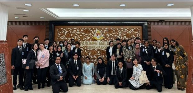 Law students during their industrial visit to the Parliament of Malaysia, gaining firsthand exposure to the nation's legislative process.