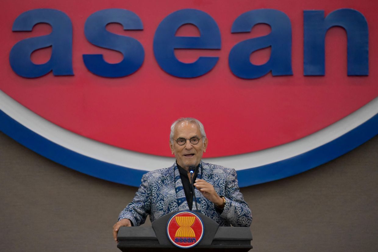 East Timor's President Jose Ramos-Horta delivers his speech at the Association of South-East Asian Nations (Asean) Secretariat in Jakarta on August 1, 2025. -- Photo by BAY ISMOYO / AFP