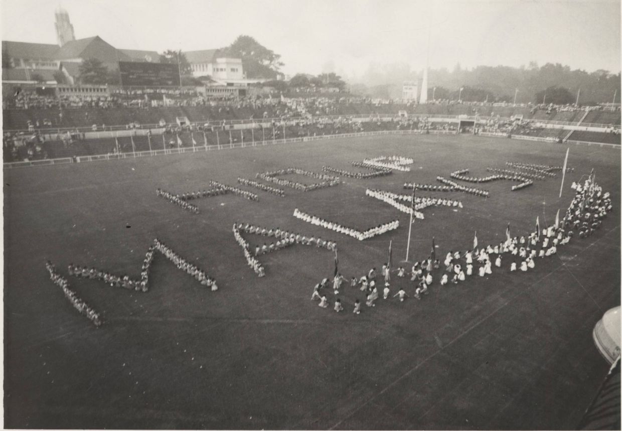 Malaysia Day celebrations: Schoolchildren rally at Merdeka Stadium on Sept 16, 1963.