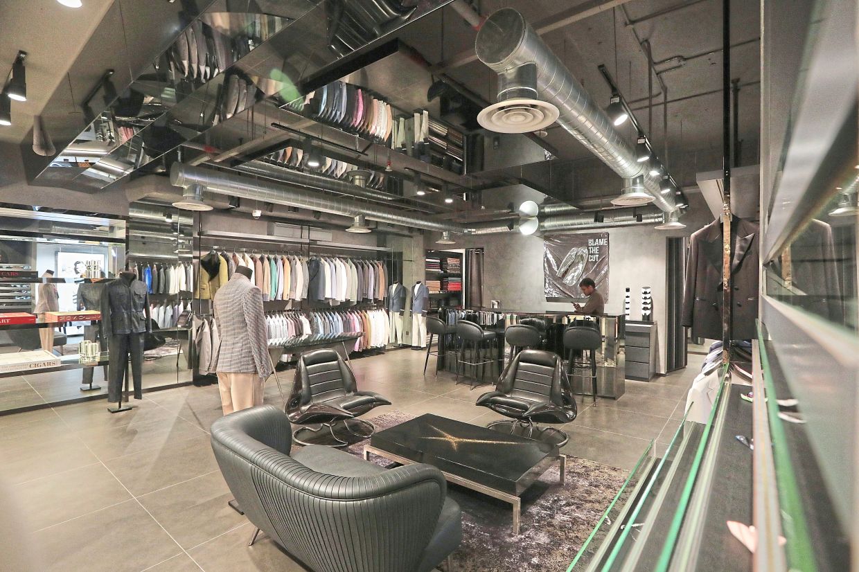 The boutique gives off a masculine feel, designed with bold lines, rich materials, and a subdued, confident palette. Photo: The Star/YAP CHEE HONG