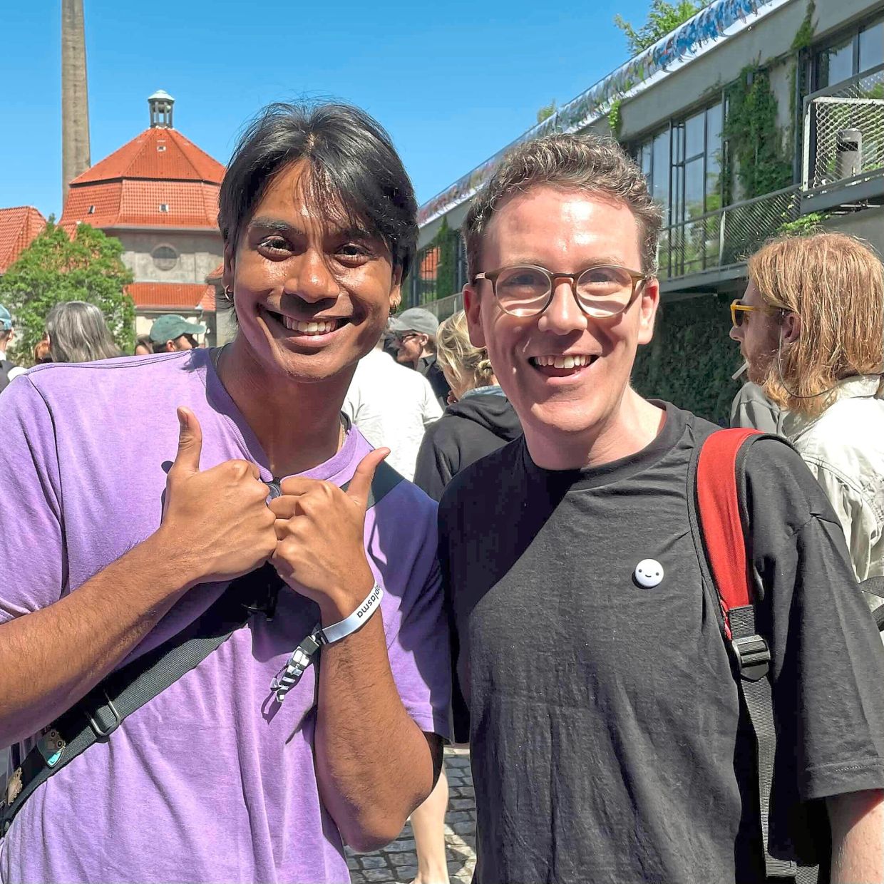 Venese (left) enjoys befriending locals when travelling. — VENESE RENGASAMY