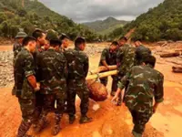 Unexploded bomb found during flood clean-up in Dien Bien, Vietnam
