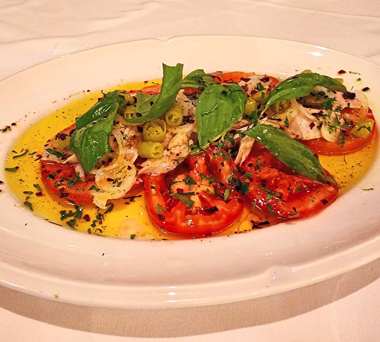 The Spanish tuna belly with tomatoes was inspired by a dish that David enjoyed in Spain.