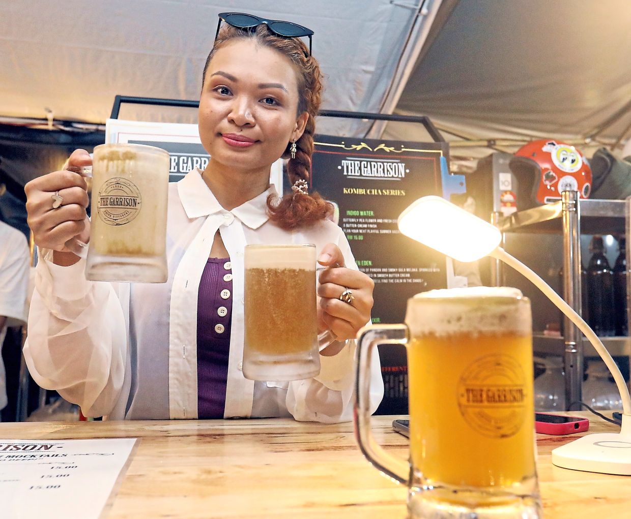 A selection of butterbrew beverages, non-alcoholic drinks, is served at one of the stalls at Warung Pagi-Pagi.