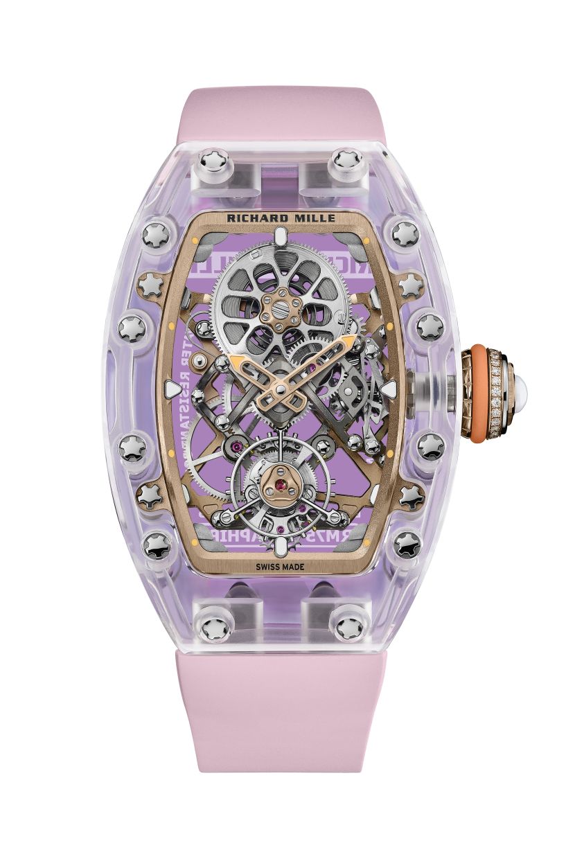 A lilac pink caseback is reminiscent of a South Sea twilight.