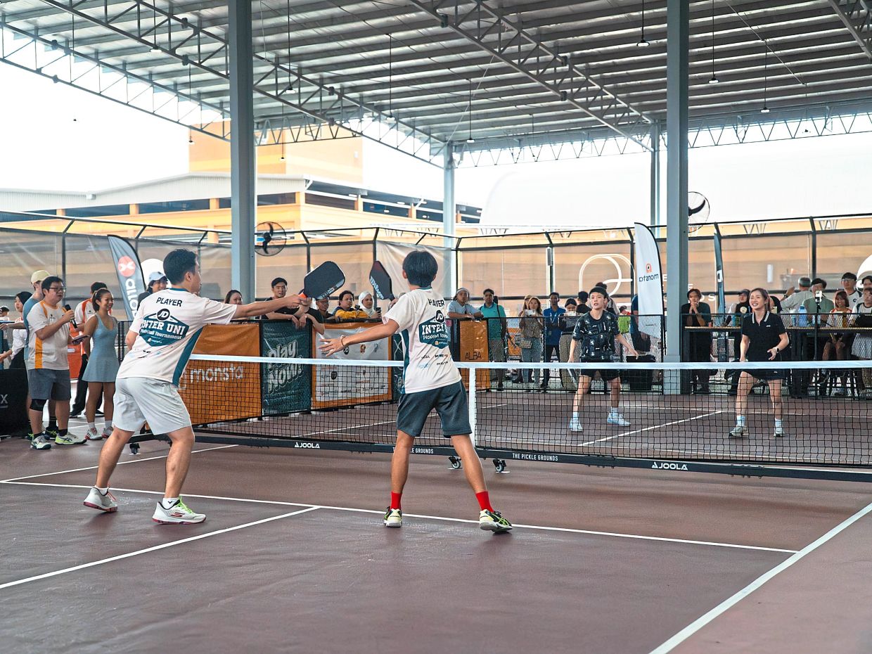 An exciting match during the Inter-Uni Pickleball Showdown 2025 at The Pickle Grounds.