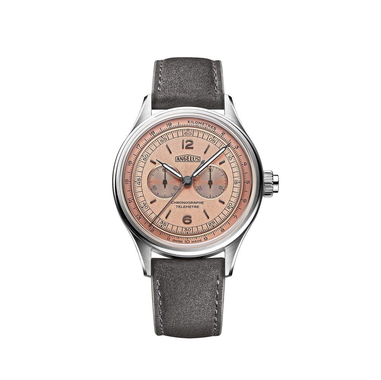 Angelus Chronographe Telemetre Steel Rose Soldat.