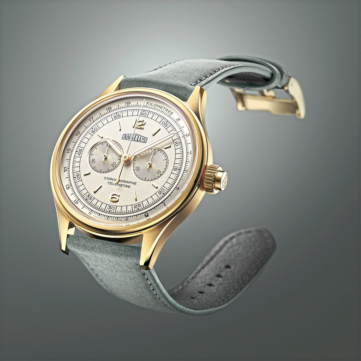 Angelus Chronographe Telemetre Yellow Gold.