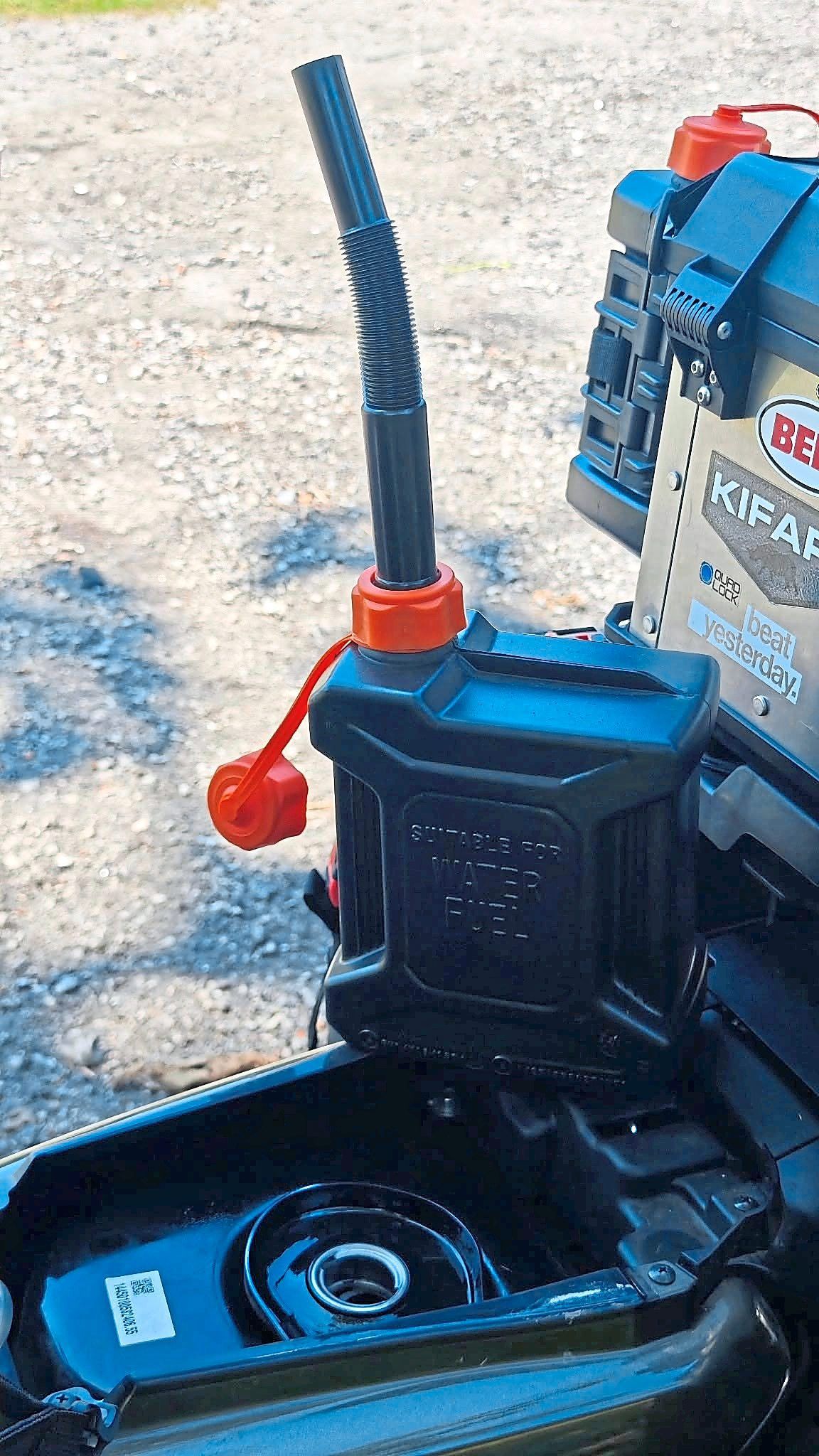 This 2.5-litre fuel bottle is the lifeline of the solo moto-touring ride from Subang Jaya to Bangkok, ensuring extra range when petrol stations are few and far between.