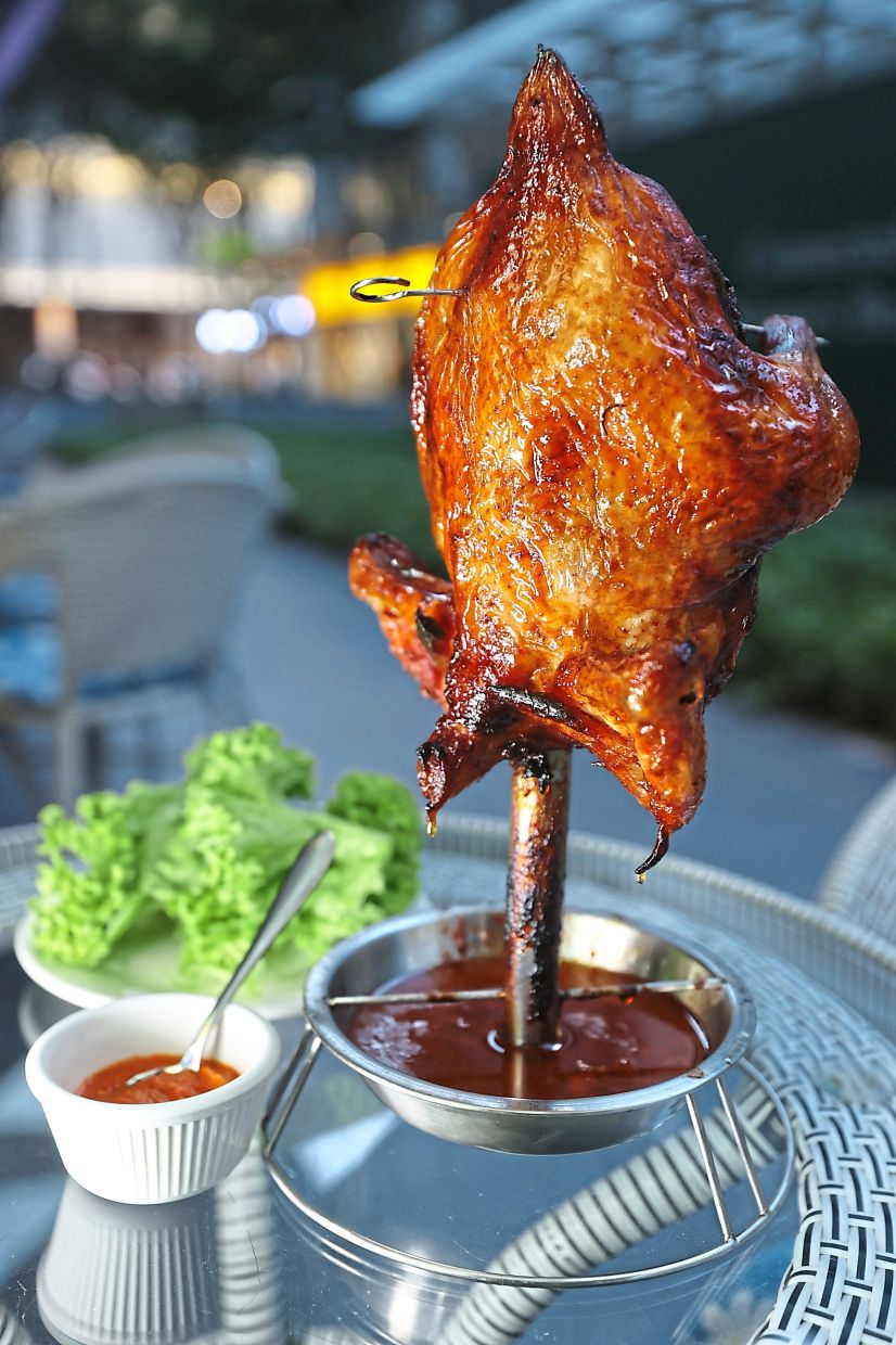 The whole roasted chicken.