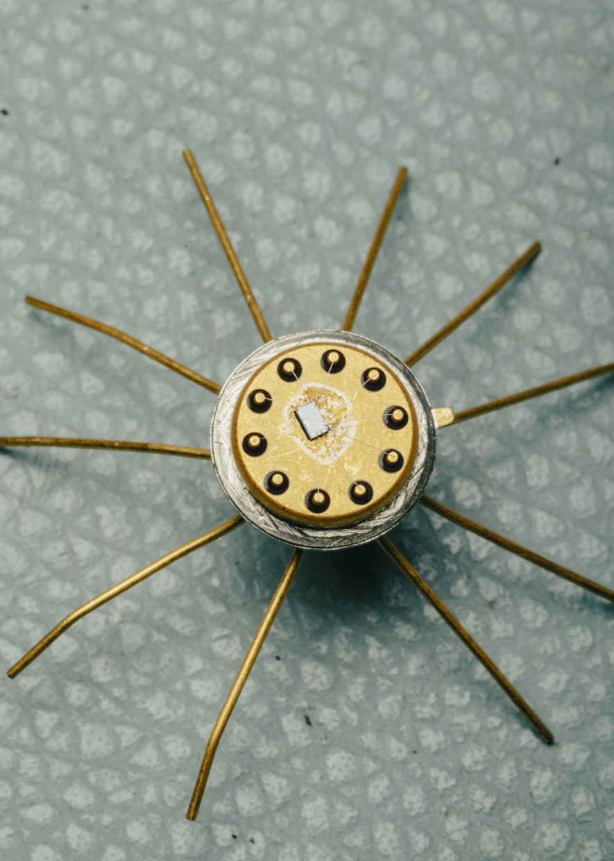 As he studied something called a voltage comparator, Kenton Smith saw a face staring back, in Madison, Wisconsin, July 11, 2025. Smith is an engineer who's made a hobby of examining silicon chips to study their layouts. — Lyndon French/The New York Times