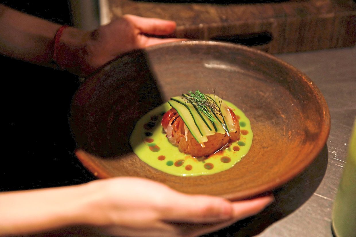 A serving of 'sashimi de aguachile' at the zero-waste restaurant Baldio in Mexico City.