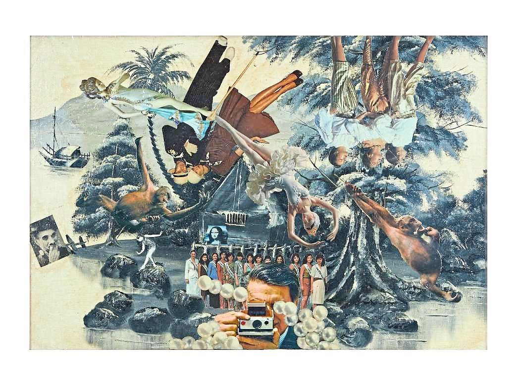Unglehrt’s 'Malaysia / World The Great Rehearsal' (1990) captures the artist’s local culture fascination in a collage work. Photo: Harta Space