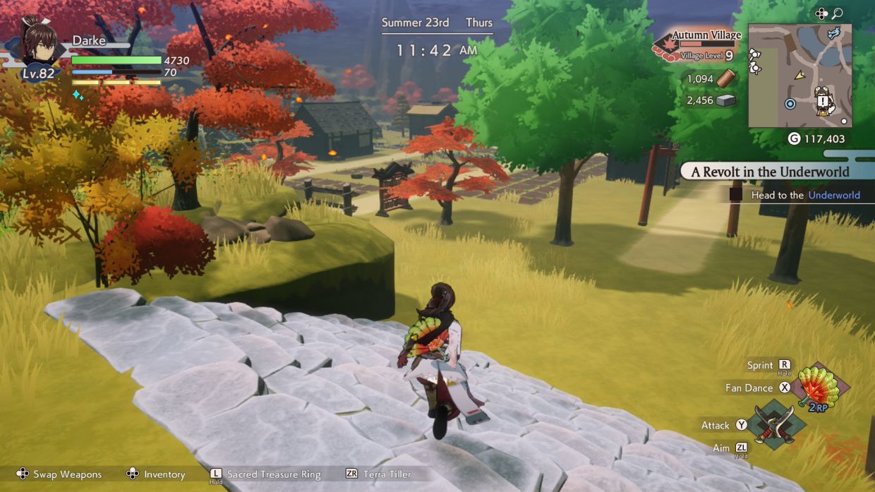 Autumn Village: welcome to Autumn Village, where it's always a beautiful golden-red autumn, and presumably you can eat all the mooncakes you want.