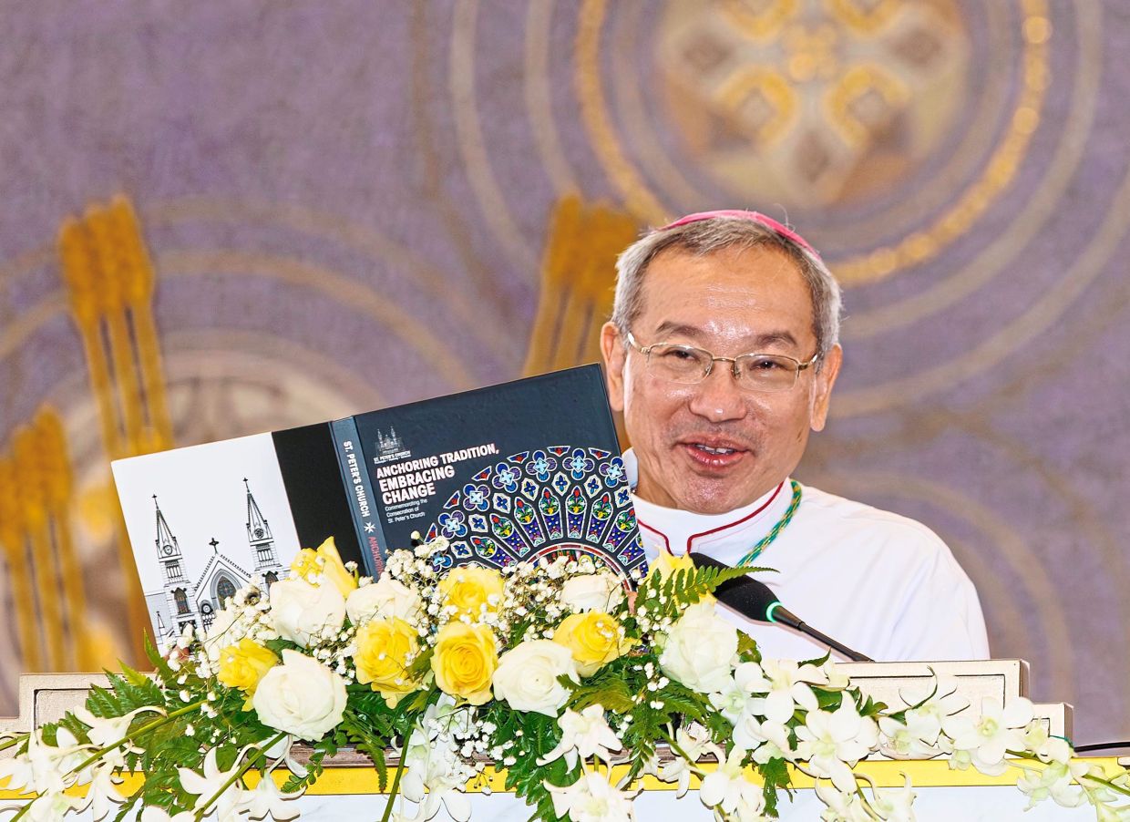 Archbishop Datuk Simon Poh speaking at the opening ceremony of St Peter’s Church.