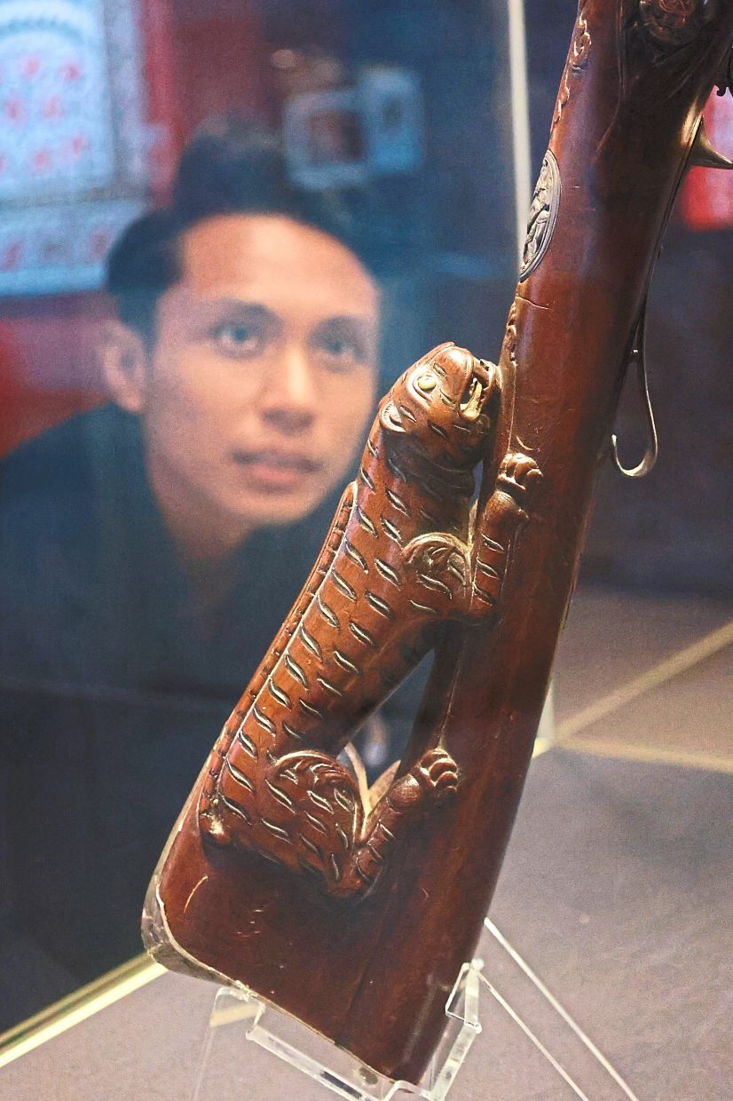 A detail of a two-shot flintlock gun, made by Asad Khan Muhammad in 1793 in Srirangapatna, India. Photo: The Star/Kamarul Ariffin