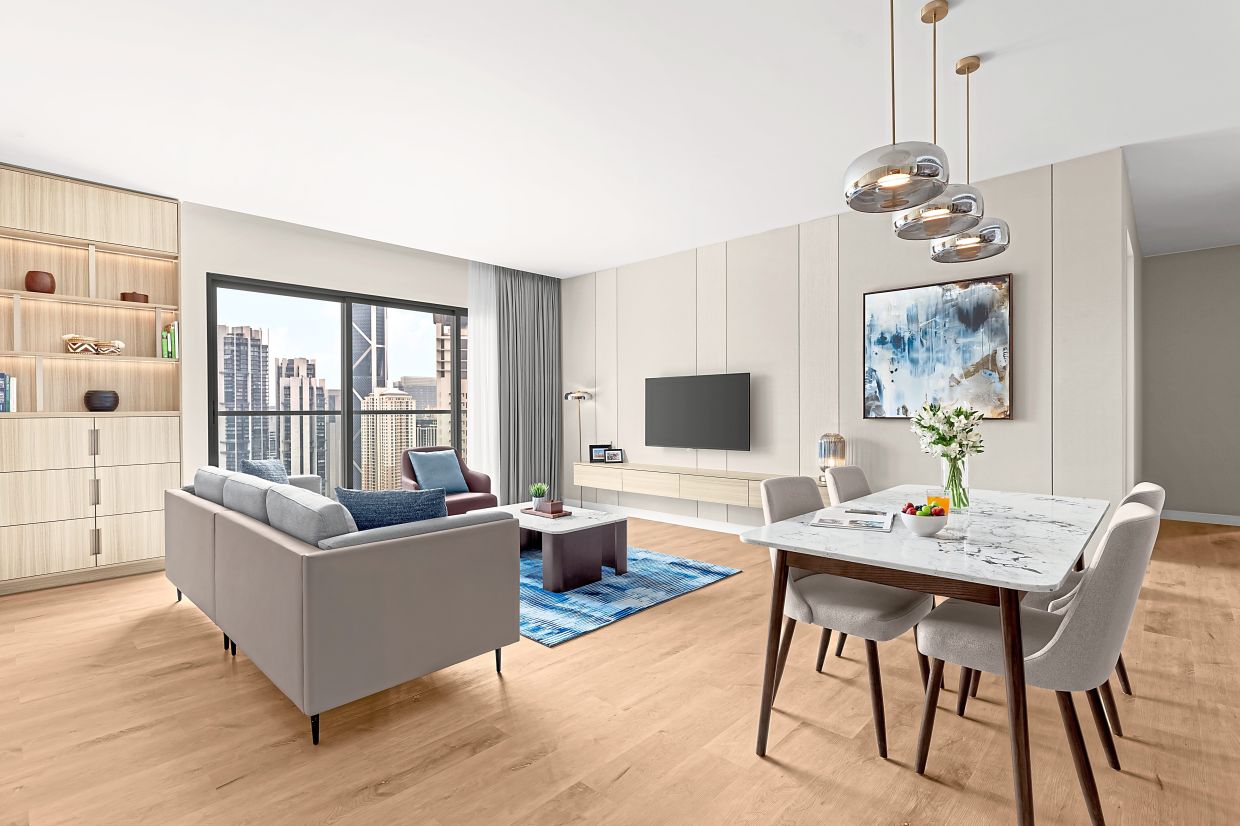 A view of the property’s three-bedroom apartment.