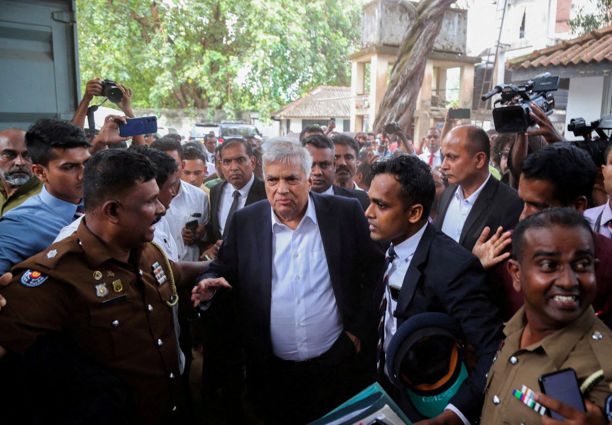 Sri Lanka's former President Ranil Wickremesinghe arriving at the Magistrate’s Court in Colombo, Sri Lanka on Aug 22, 2025. - Reuters