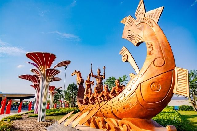 An outside exhibition space at the VEC feaures a traditional cultural image of the country. - Photo: courtesy of the VEC