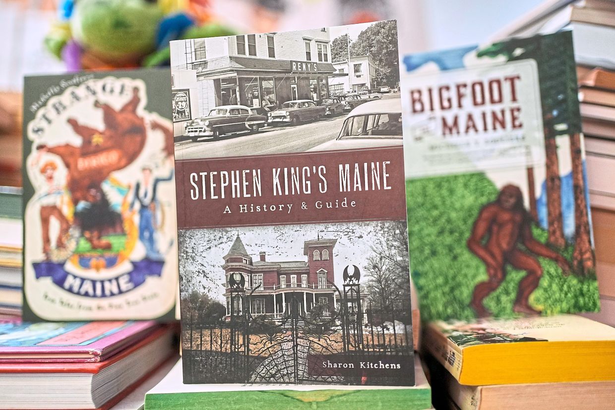'Stephen King's Maine', by Kitchens, centre, and two books by Souliere are among The History Press books on the racks at the Green Hand Bookstore. Photo: AP