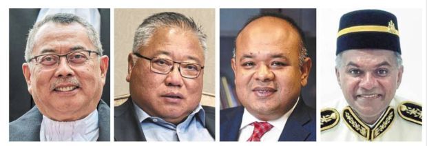 High recognition: (From left) Wan Ahmad Farid, Tiong, Khairul and Vijayaraj are recipients of the state awards and medals in conjunction with the 76th birthday of Melaka’s Yang di-Pertua Negeri Tun Mohd Ali.